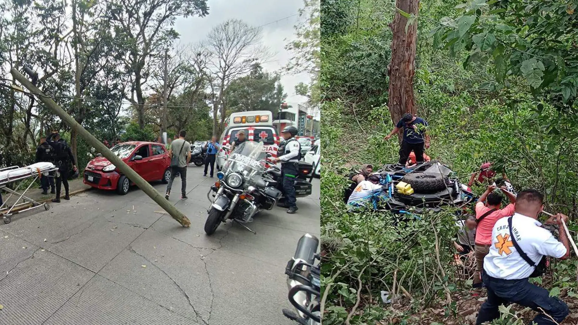 Autos chocan en Murillo Vidal y uno cae a barranco